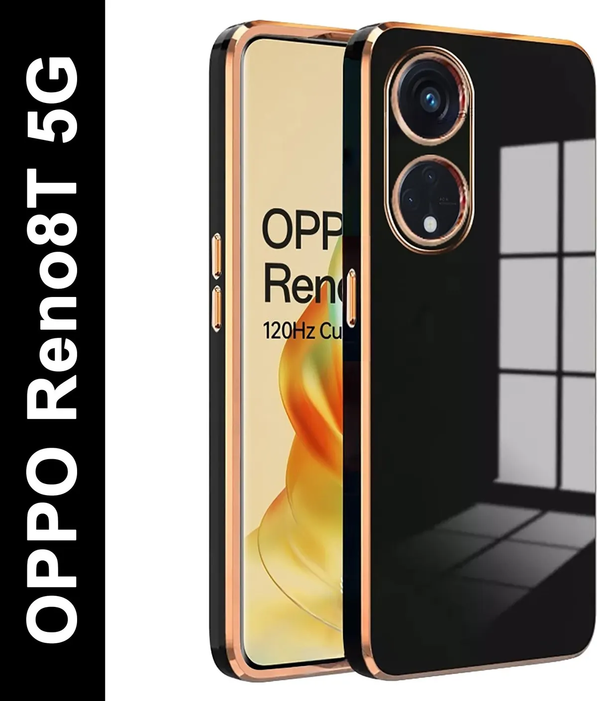 Micvir Back Cover for OPPO Reno8T 5G (Black, Silicon, Pack of: 1) — image 1 of 5
