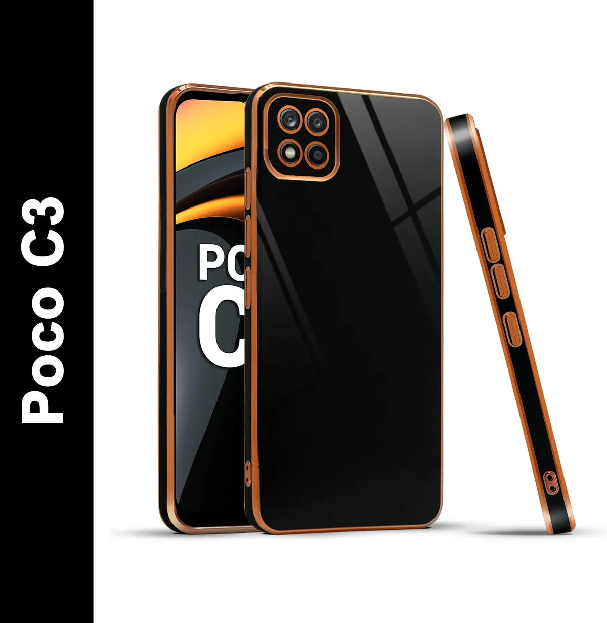 Micvir Back Cover for Poco C3 (Black, Silicon, Pack of: 1)