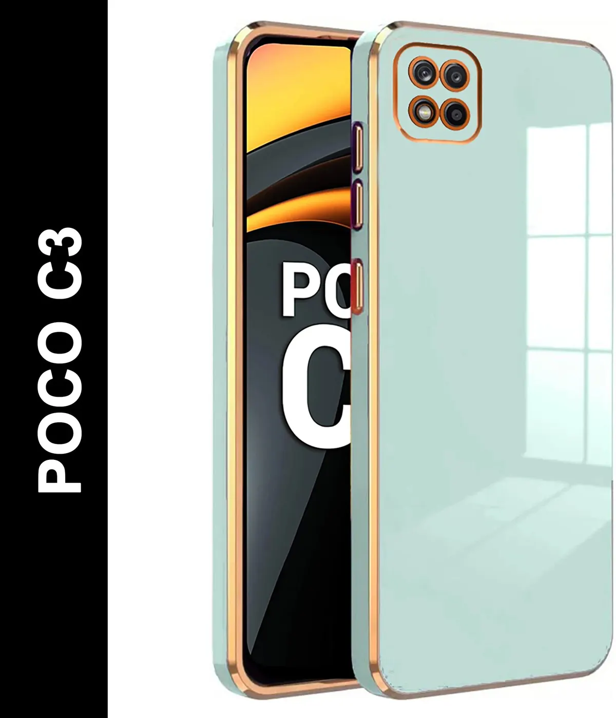 Micvir Back Cover for Poco C3 (Green, Silicon, Pack of: 1)