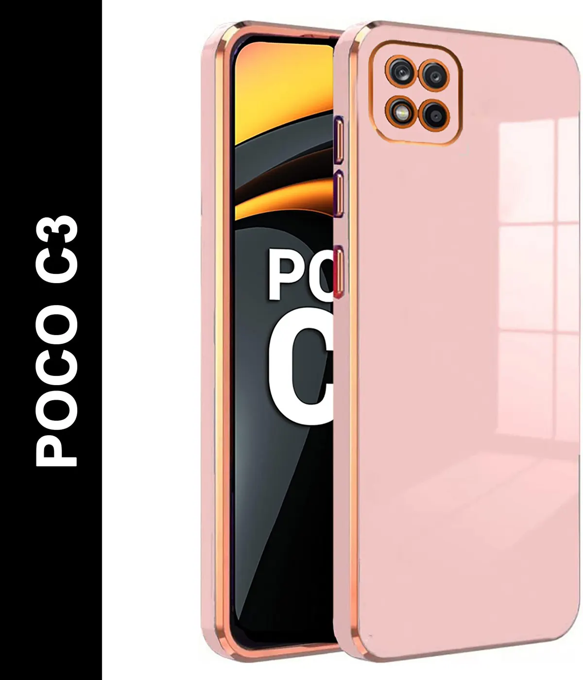 Micvir Back Cover for Poco C3 (Pink, Silicon, Pack of: 1)
