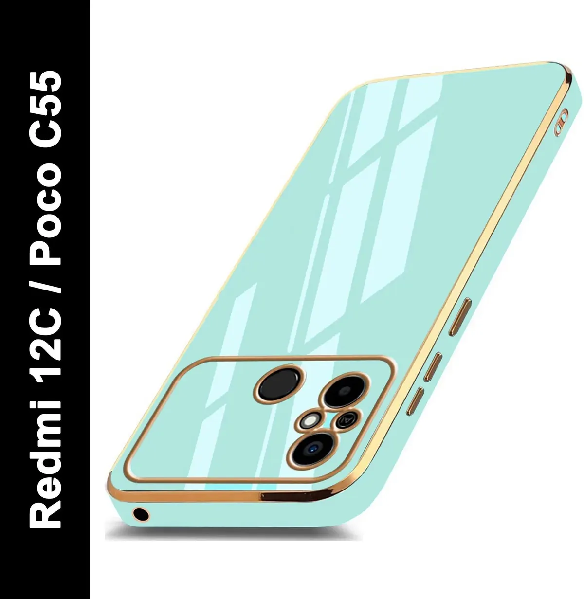 Micvir Back Cover for POCO C55 (Green, Silicon, Pack of: 1)