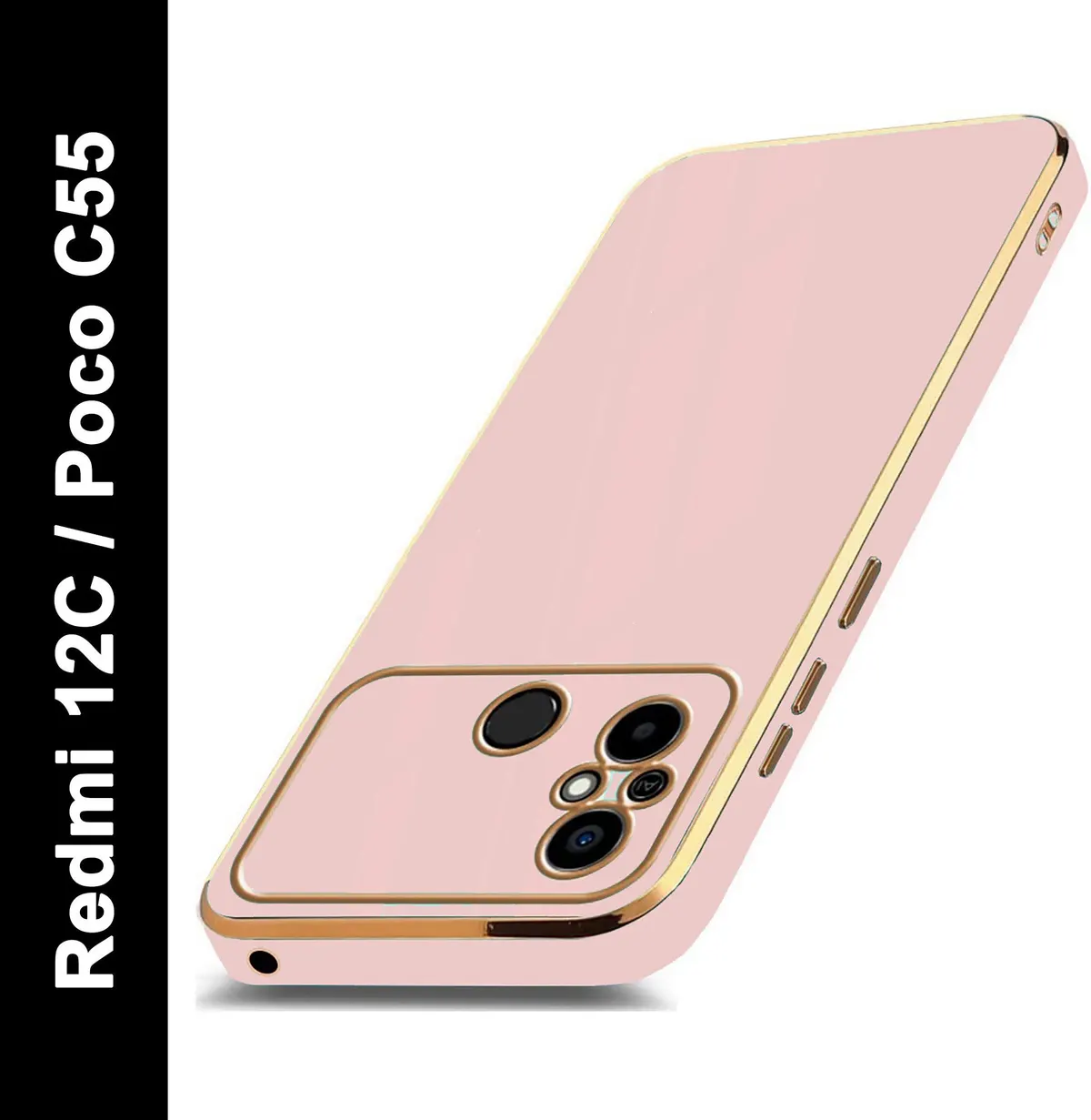 Micvir Back Cover for POCO C55 (Pink, Silicon, Pack of: 1)