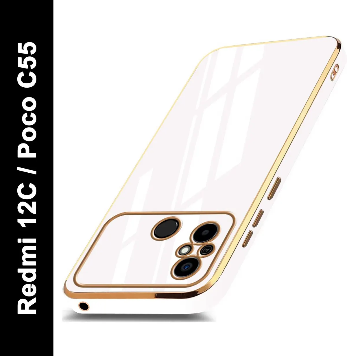 Micvir Back Cover for POCO C55 (White, Silicon, Pack of: 1)