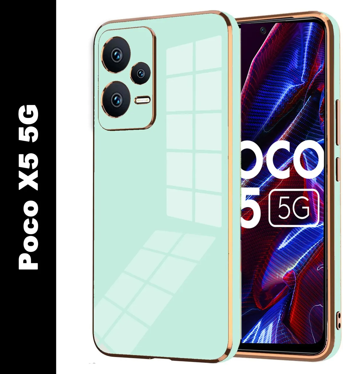 Micvir Back Cover for Poco X5 5G (Green, Silicon, Pack of: 1)