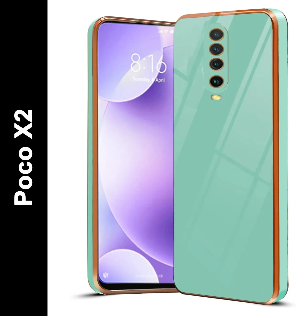 Micvir Back Cover for POCO X2 (Green, Silicon, Pack of: 1) — image 1 of 5