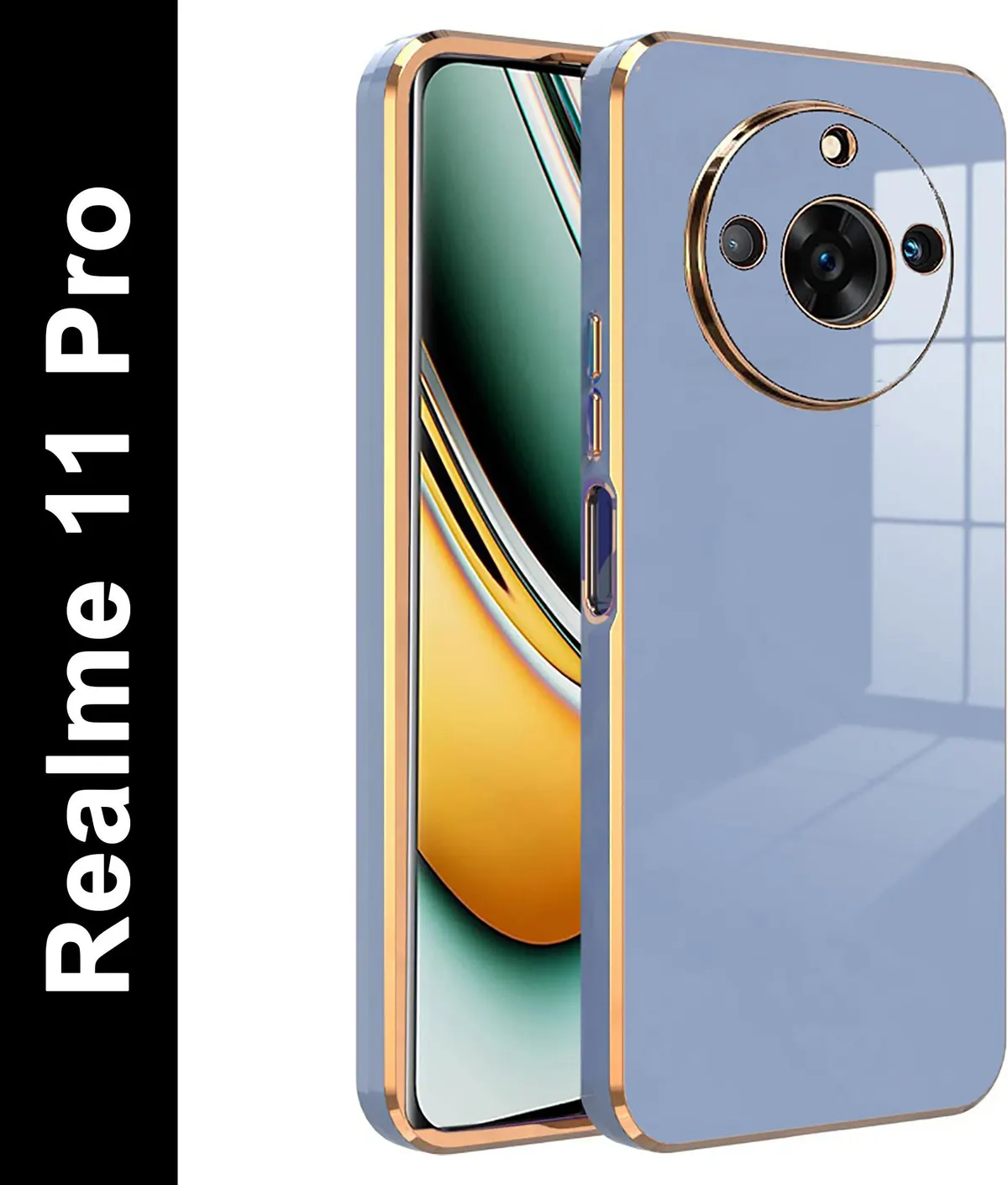 Micvir Back Cover for Realme 11 Pro (Blue, Electroplated, Silicon, Pack of: 1)