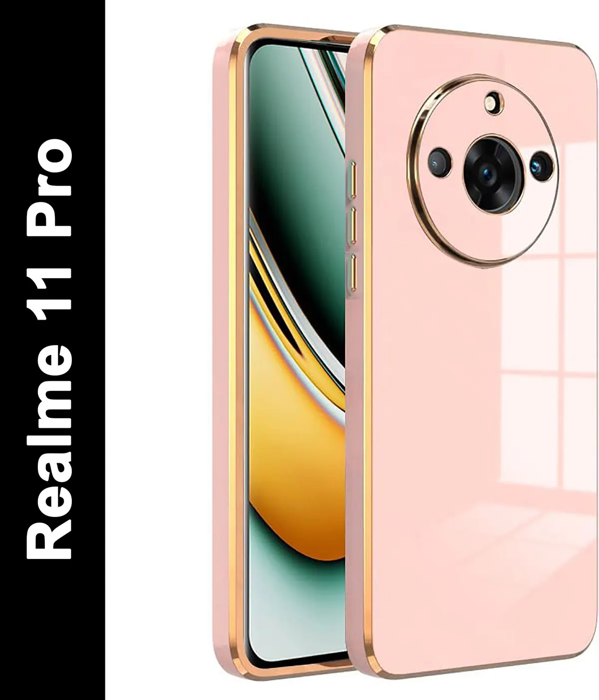 Micvir Back Cover for Realme 11 Pro (Pink, Electroplated, Silicon, Pack of: 1)
