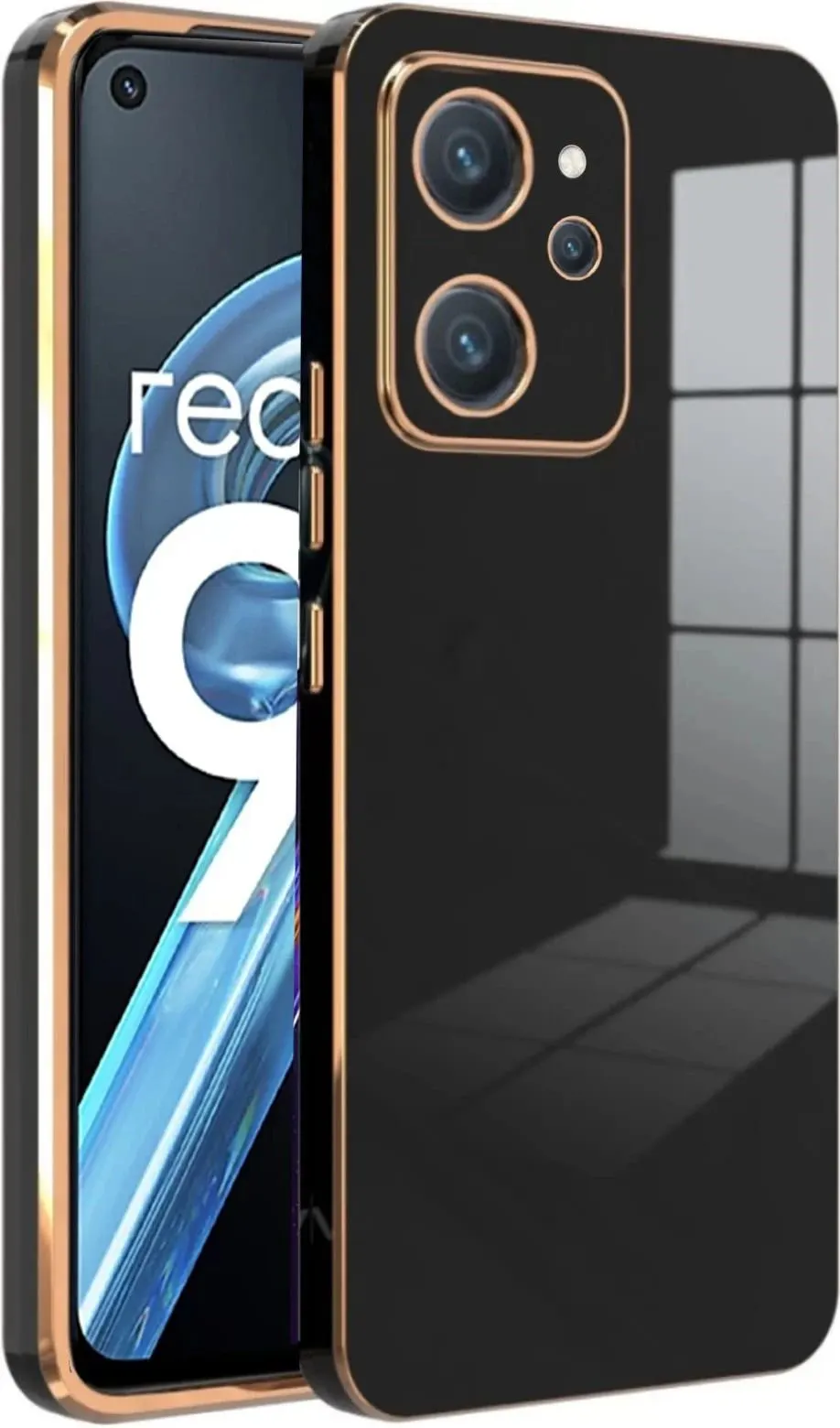 Micvir Back Cover for Realme 9i, Oppo K10, Oppo A76, Oppo A96 (Black, Silicon, Pack of: 1)