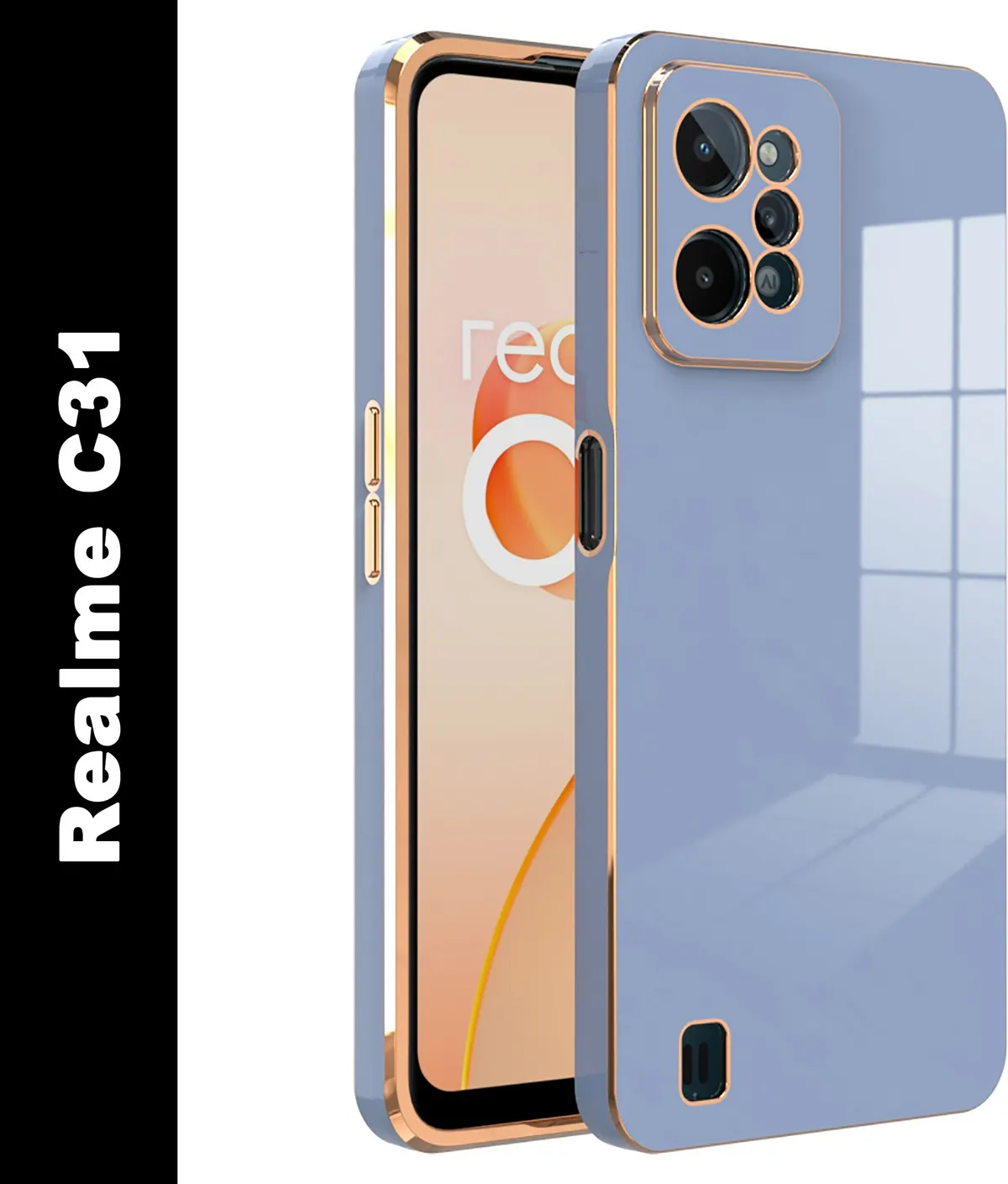 Micvir Back Cover for Realme C31 (Blue, Electroplated, Silicon, Pack of: 1)