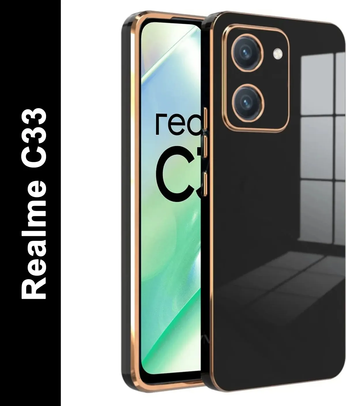 Micvir Back Cover for Realme C33 (Black, Silicon, Pack of: 1)