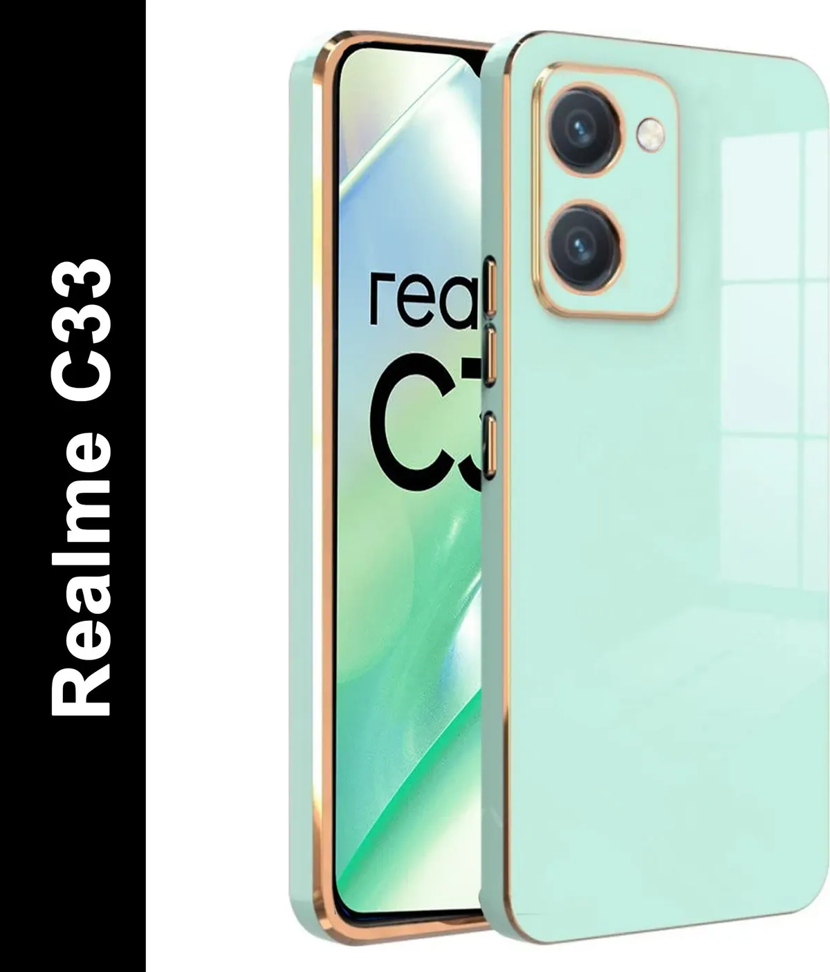 Micvir Back Cover for Realme C33 (Green, Silicon, Pack of: 1)