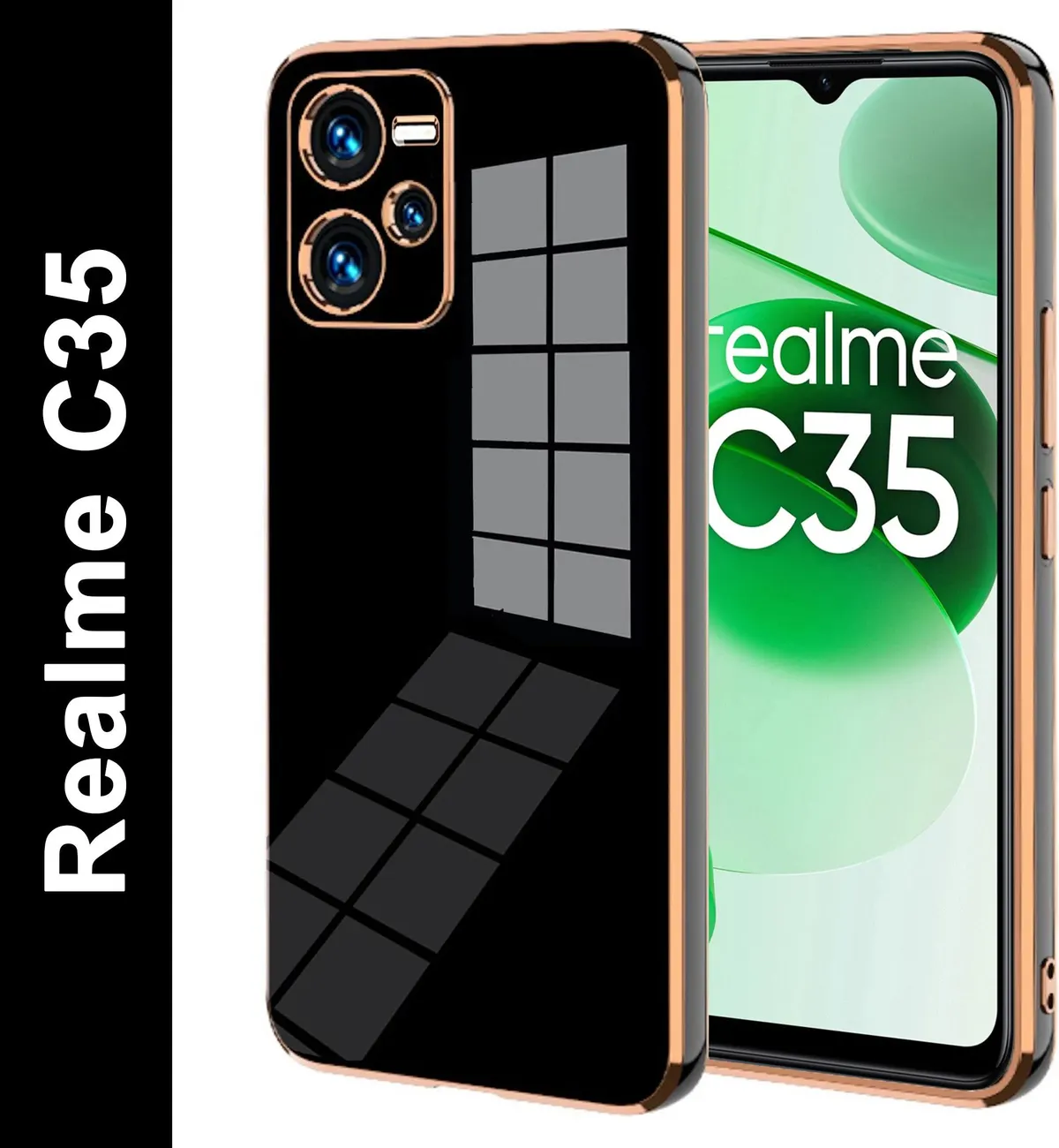 Micvir Back Cover for Realme C35 (Black, Silicon, Pack of: 1)