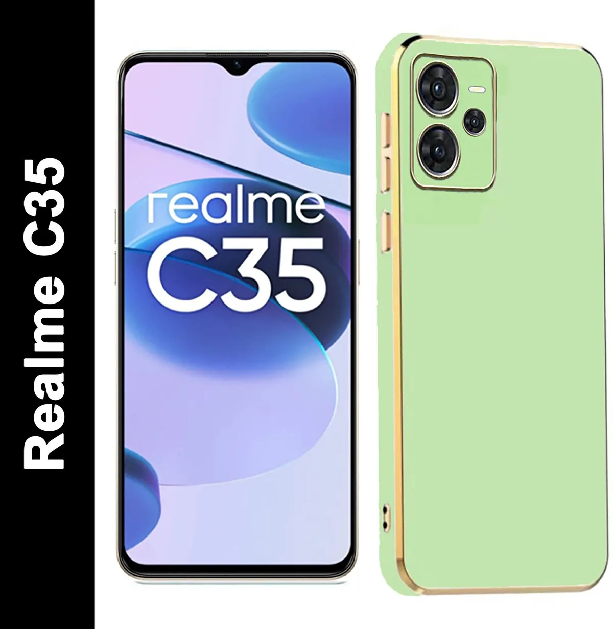 Micvir Back Cover for Realme C35 (Green, Silicon, Pack of: 1)
