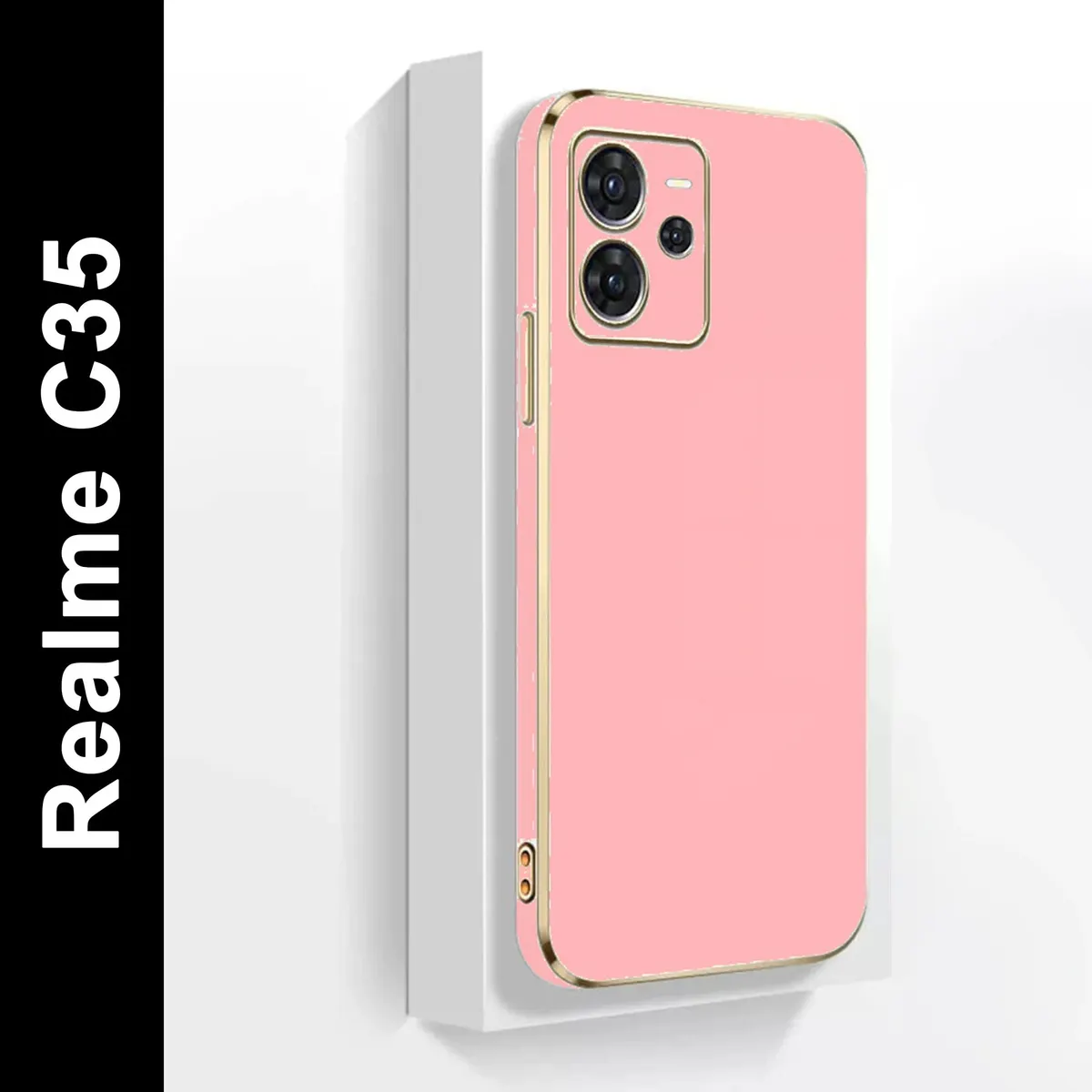 Micvir Back Cover for Realme C35 (Pink, Silicon, Pack of: 1)