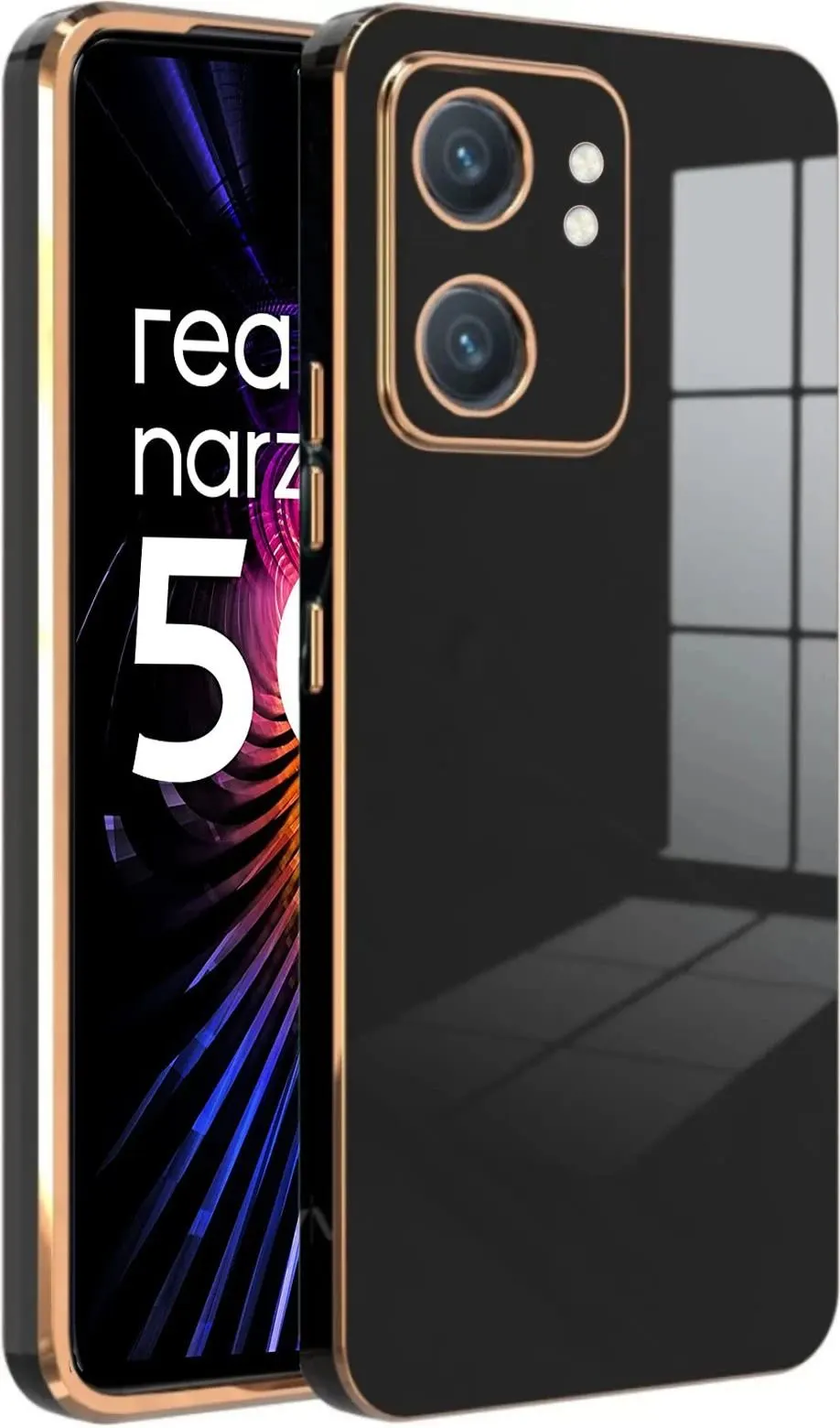 Micvir Back Cover for Realme Narzo 50 5G (Black, Silicon, Pack of: 1)