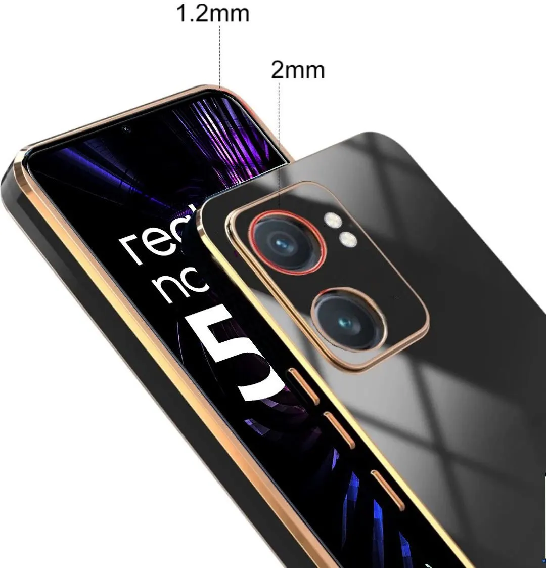 Micvir Back Cover for Realme Narzo 50 5G (Black, Silicon, Pack of: 1) — image 3 of 5