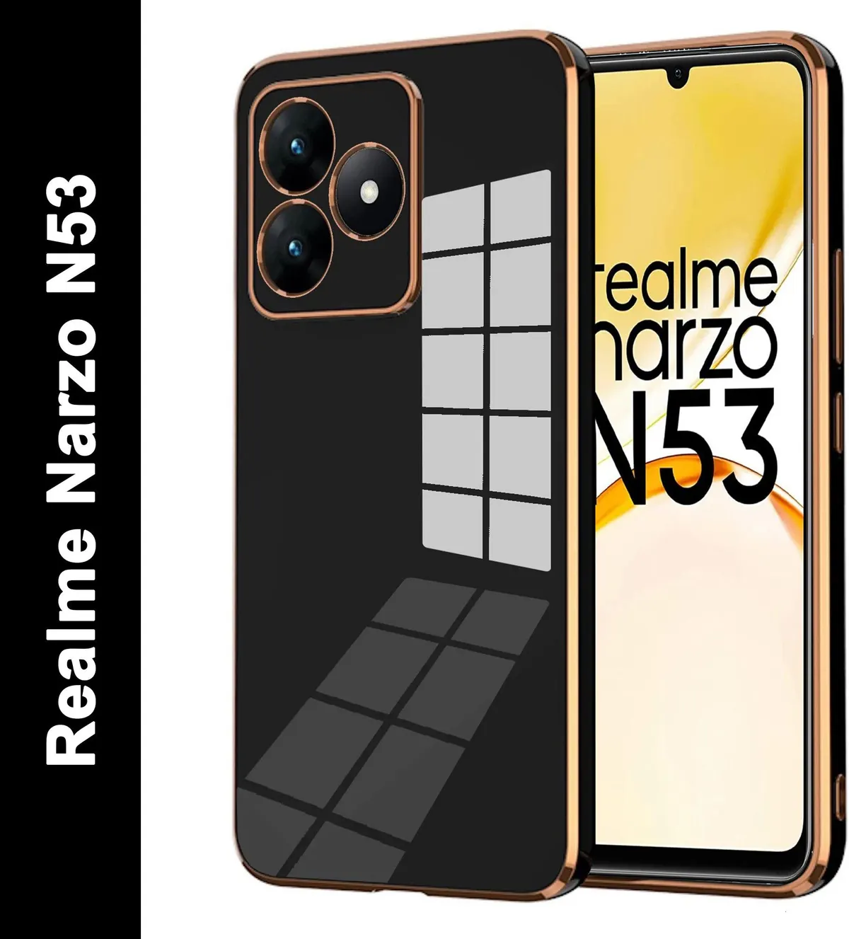 Micvir Back Cover for Realme Narzo N53 (Black, Silicon, Pack of: 1)