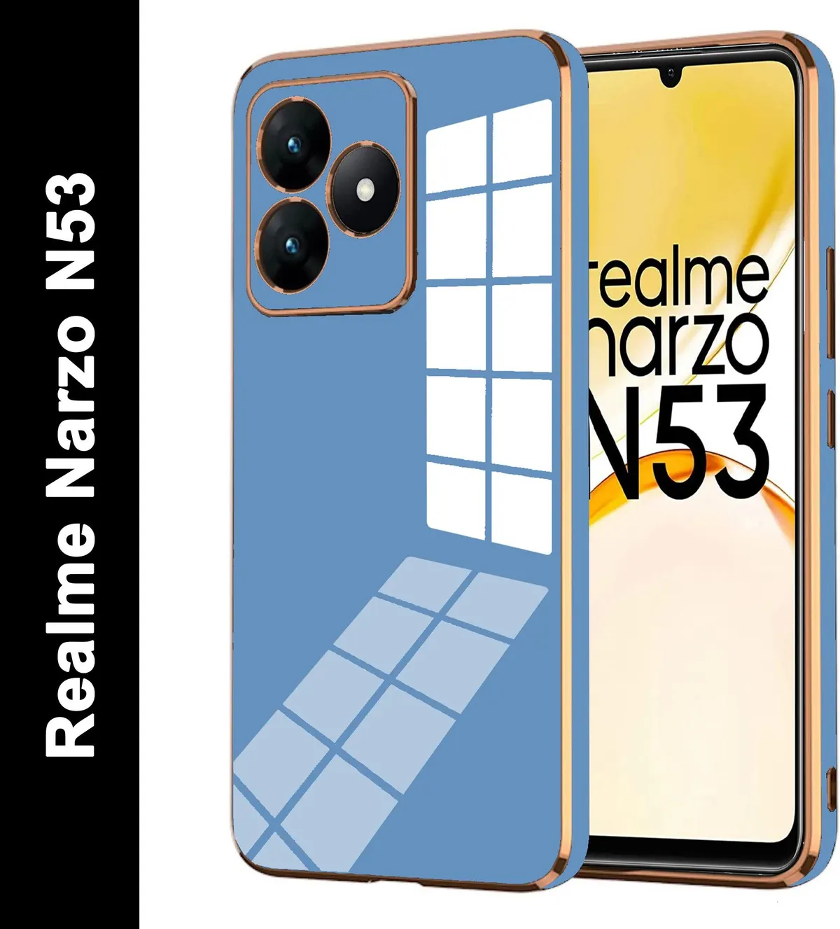 Micvir Back Cover for Realme Narzo N53 (Blue, Silicon, Pack of: 1)