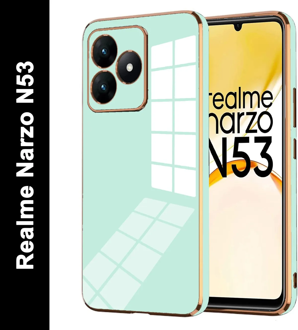 Micvir Back Cover for Realme Narzo N53 (Green, Silicon, Pack of: 1)