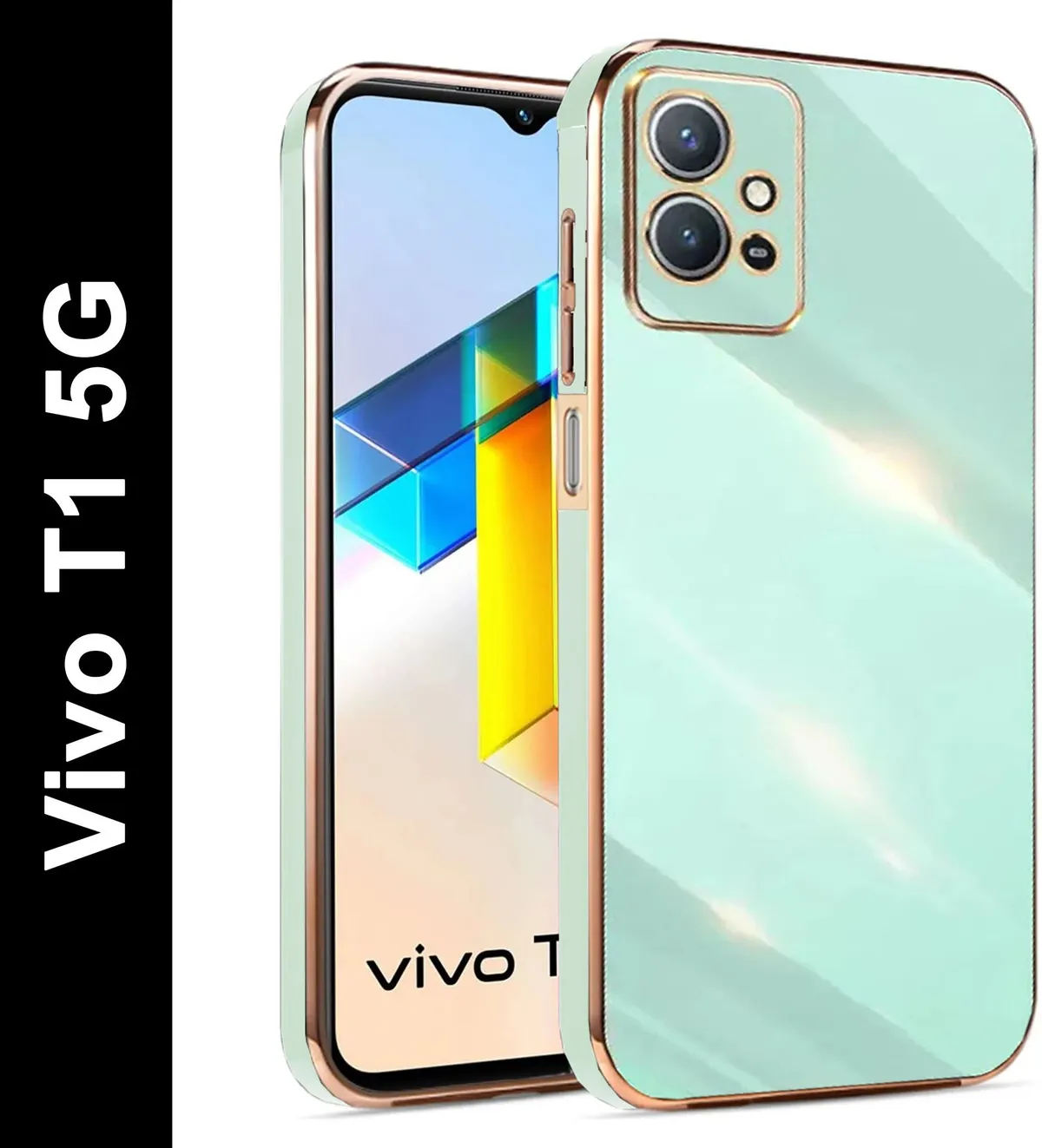 Micvir Back Cover for Vivo T1 5G (Green, Silicon, Pack of: 1)