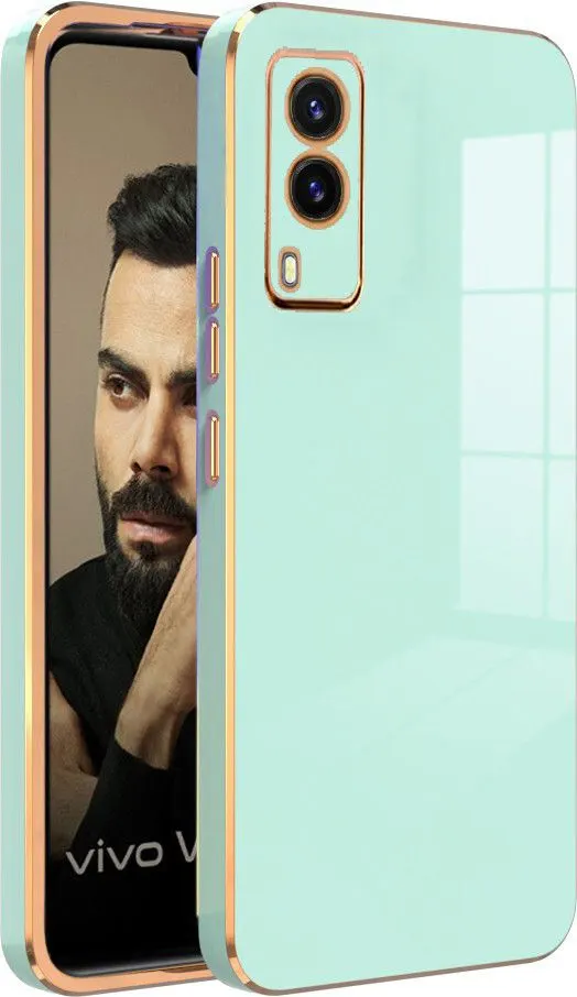 Micvir Back Cover for vivo V21E (Green, Silicon, Pack of: 1)