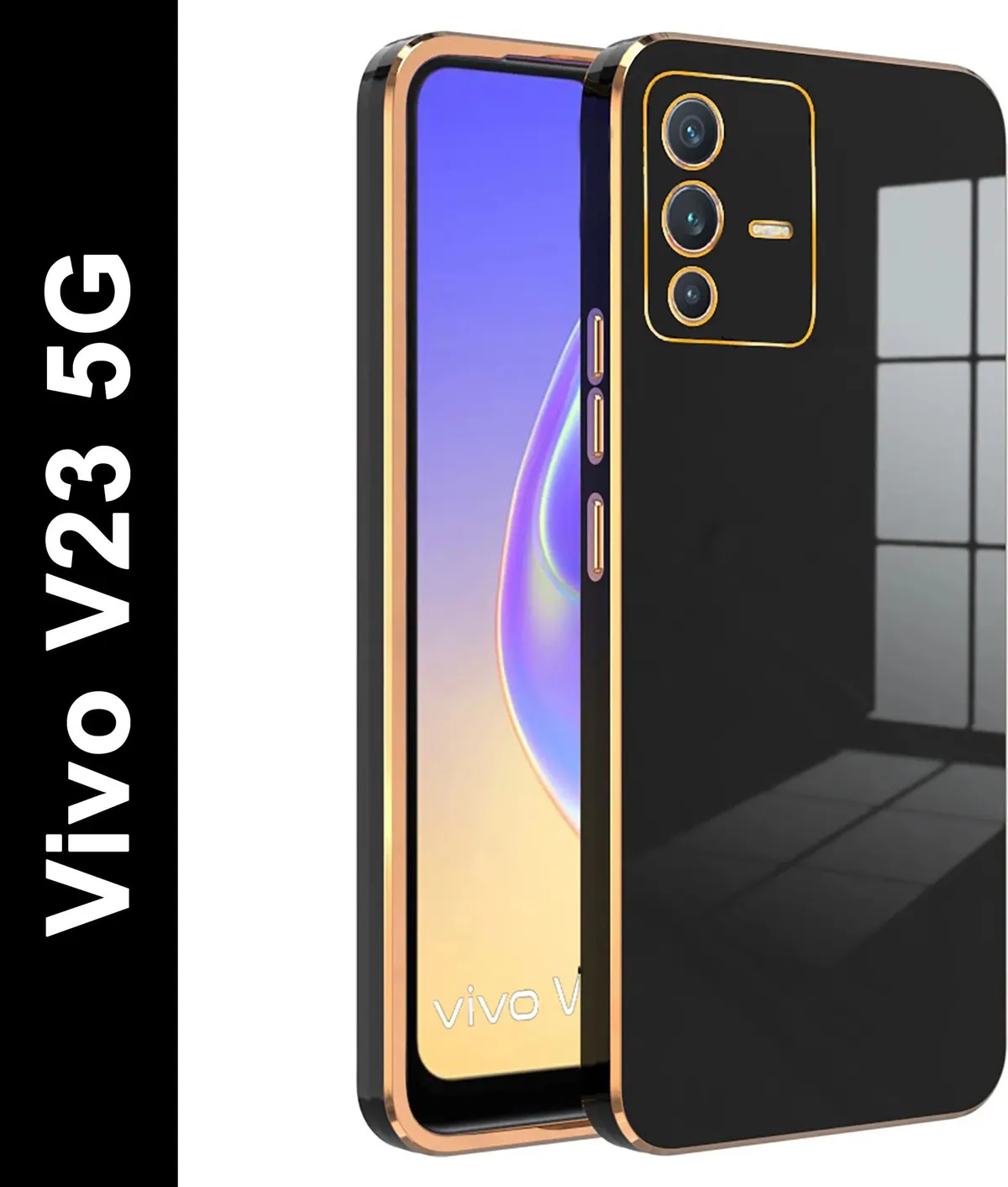 Micvir Back Cover for Vivo V23 5G (Black, Silicon, Pack of: 1)