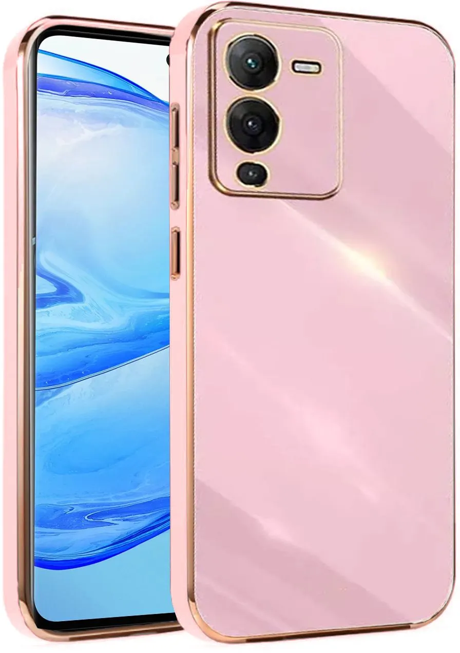 Micvir Back Cover for Vivo V25 Pro 5G (Pink, Silicon, Pack of: 1)