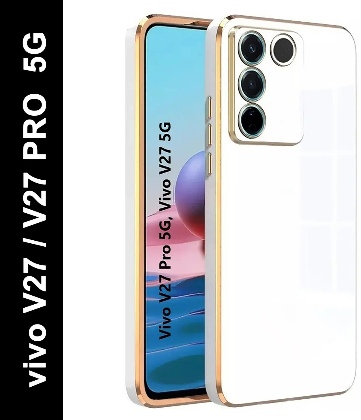 Micvir Back Cover for vivo V27 5G, Vivo V27 Pro 5G (White, Silicon, Pack of: 1)