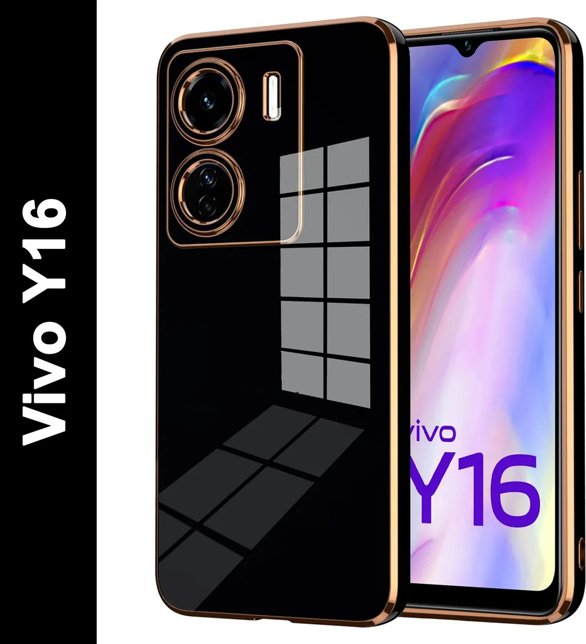 Micvir Back Cover for Vivo Y16 (Black, Silicon, Pack of: 1)