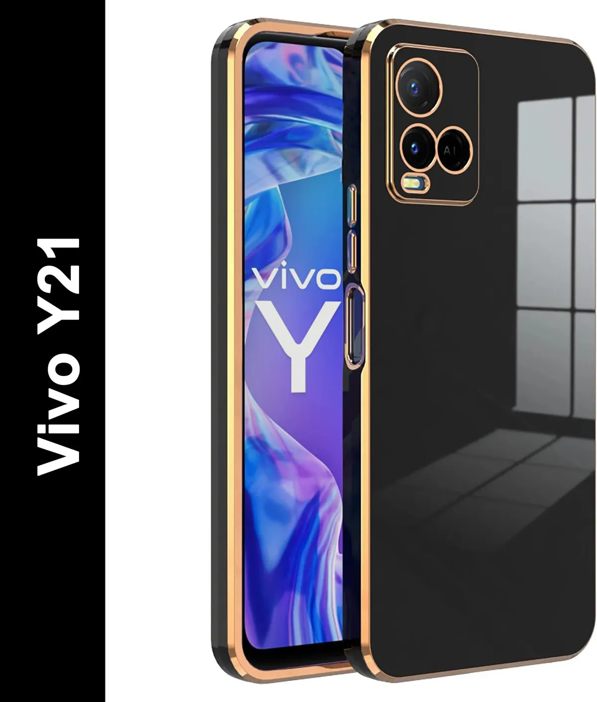 Micvir Back Cover for Vivo Y21 (Black, Silicon, Pack of: 1)