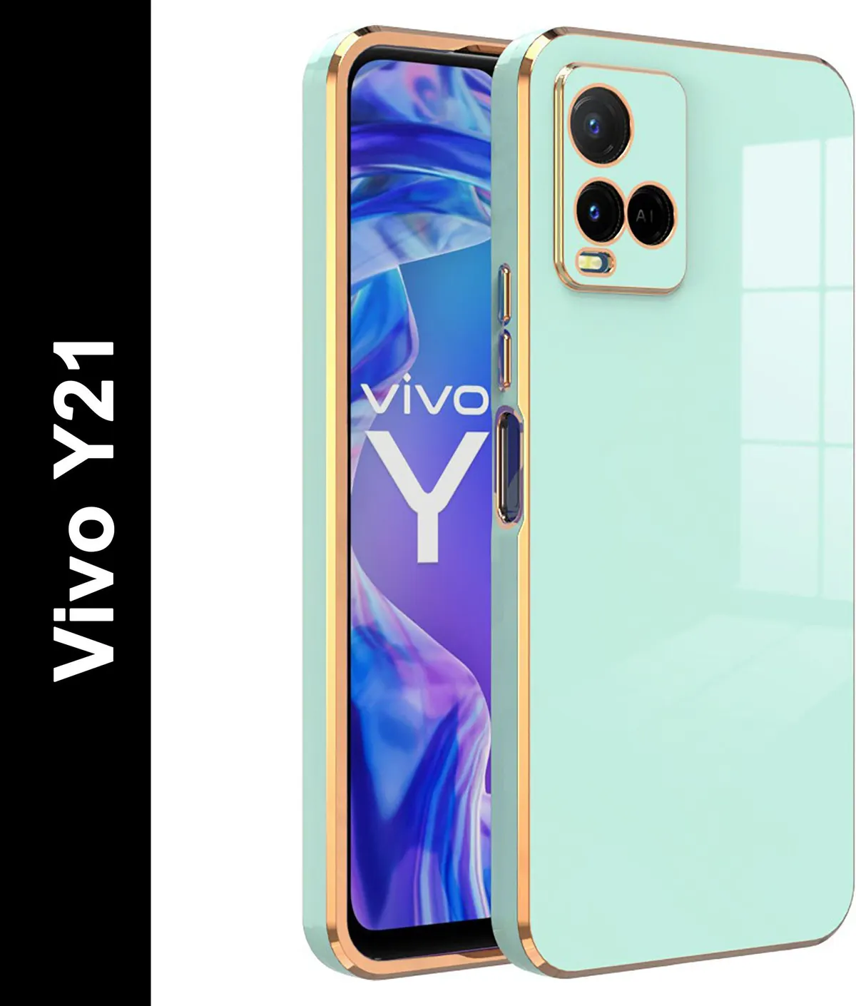 Micvir Back Cover for Vivo Y21 (Green, Silicon, Pack of: 1)