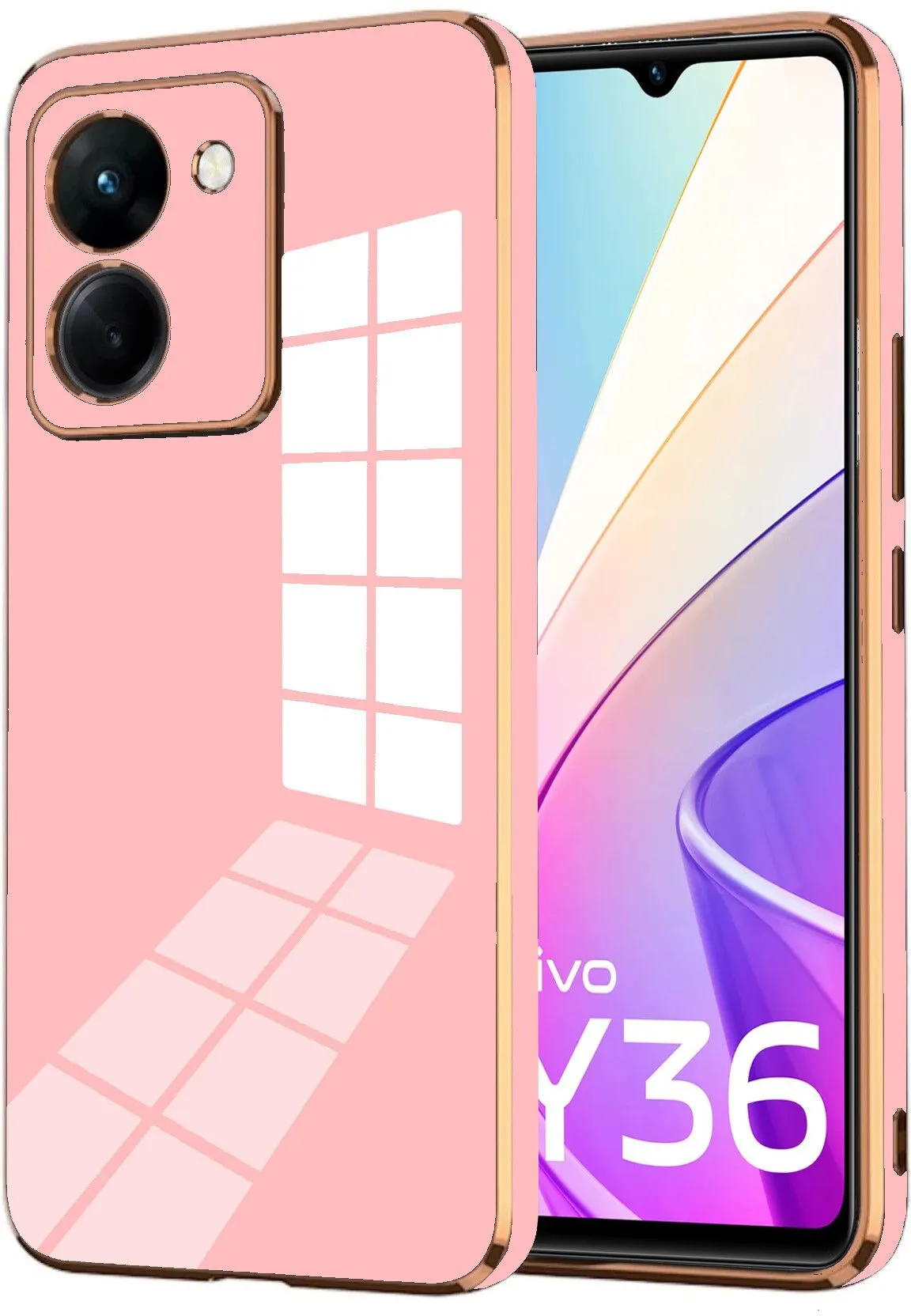 Micvir Back Cover for Vivo Y36 (Pink, Silicon, Pack of: 1)
