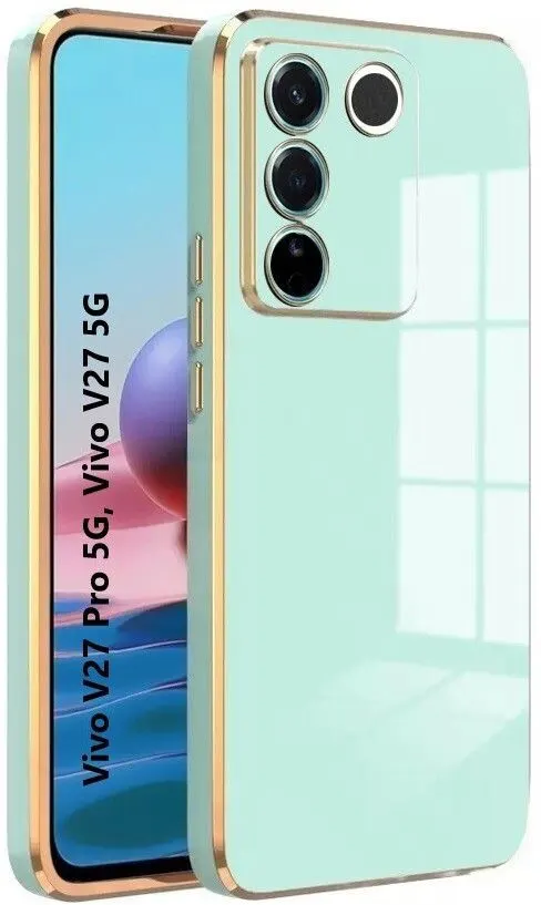 Micvir Back Cover for vivo V27 (Green, Silicon, Pack of: 1)