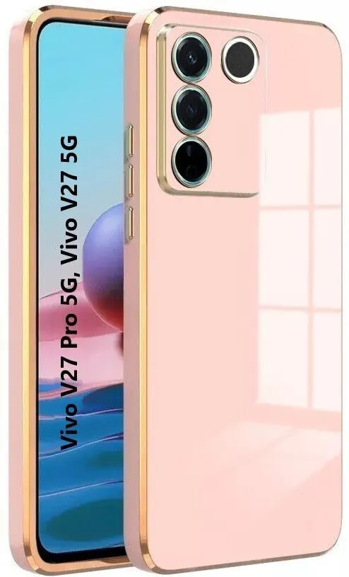 Micvir Back Cover for vivo V27 5G (Pink, Silicon, Pack of: 1)