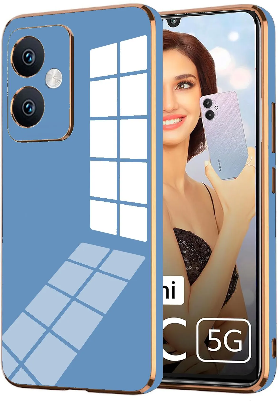Micvir Back Cover for Redmi 13C 5G (Blue, Silicon, Pack of: 1)