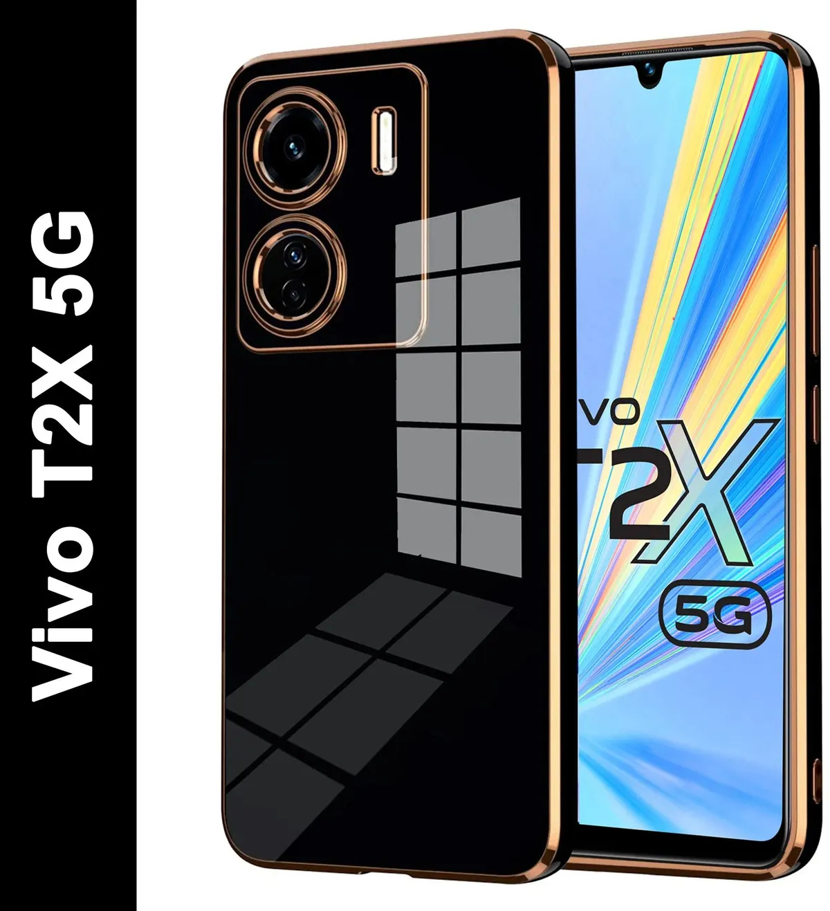 Micvir Back Cover for Vivo T2X 5G (Black, Silicon, Pack of: 1)
