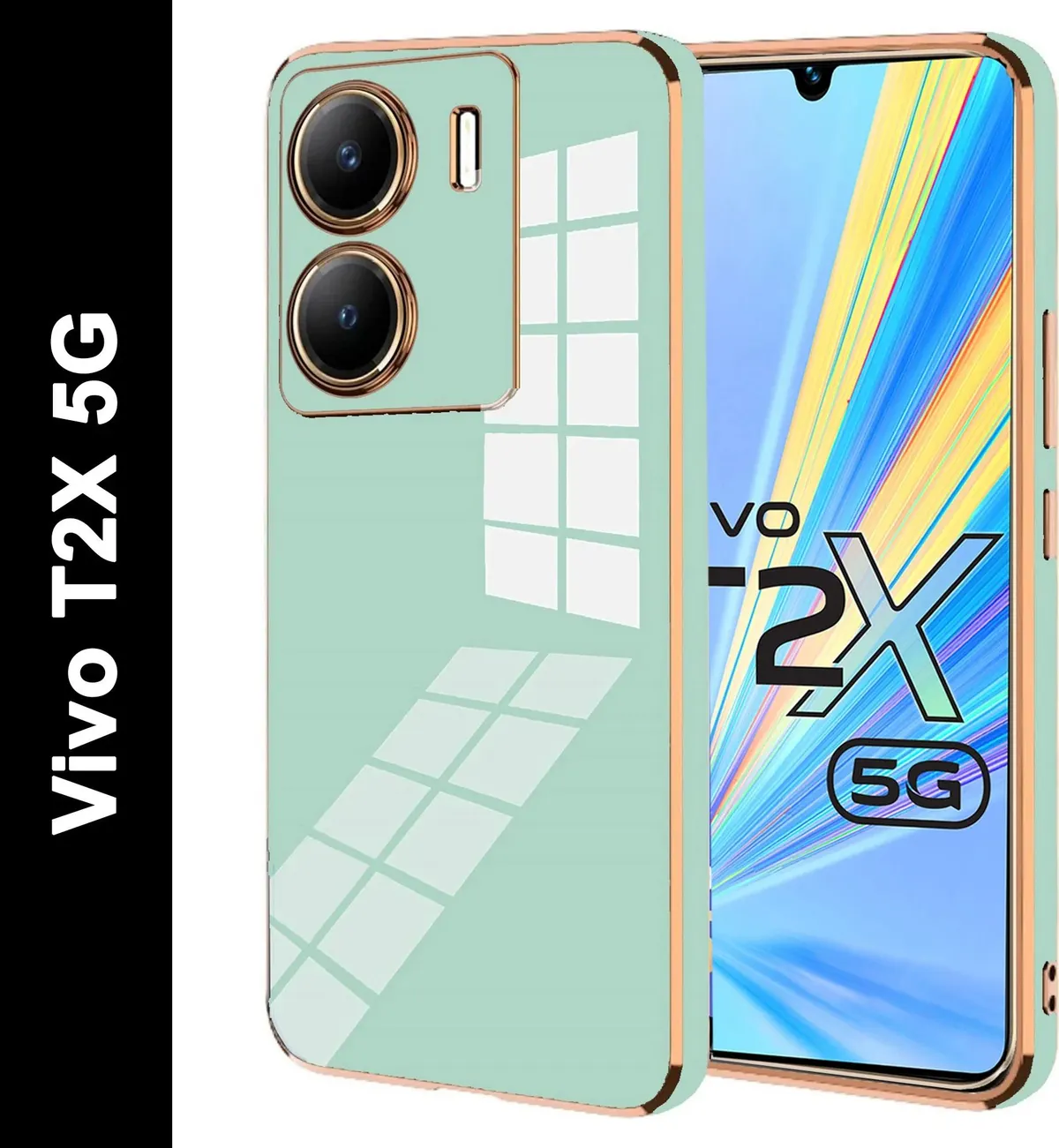 Micvir Back Cover for Vivo T2X 5G (Green, Silicon, Pack of: 1)