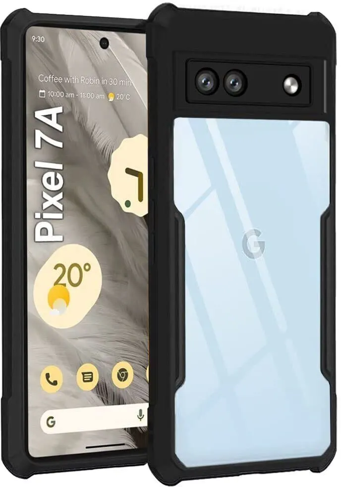 Micvir Back Cover for Google Pixel 7A (Transparent, Black, Shock Proof, Polycarbonate, Pack of: 1)