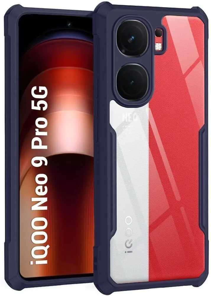 Micvir Back Cover for iQOO Neo 9 Pro 5G (Transparent, Blue, Shock Proof, Polycarbonate, Pack of: 1)