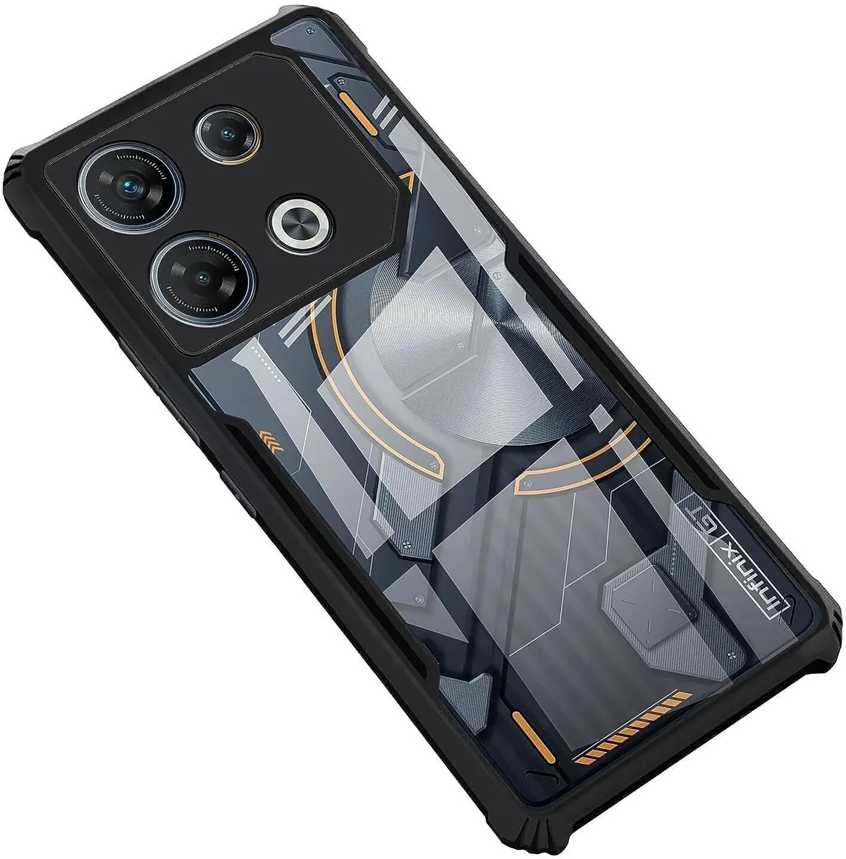 Micvir Back Cover for Infinix GT10 Pro (Transparent, Black, Shock Proof, Polycarbonate, Pack of: 1)