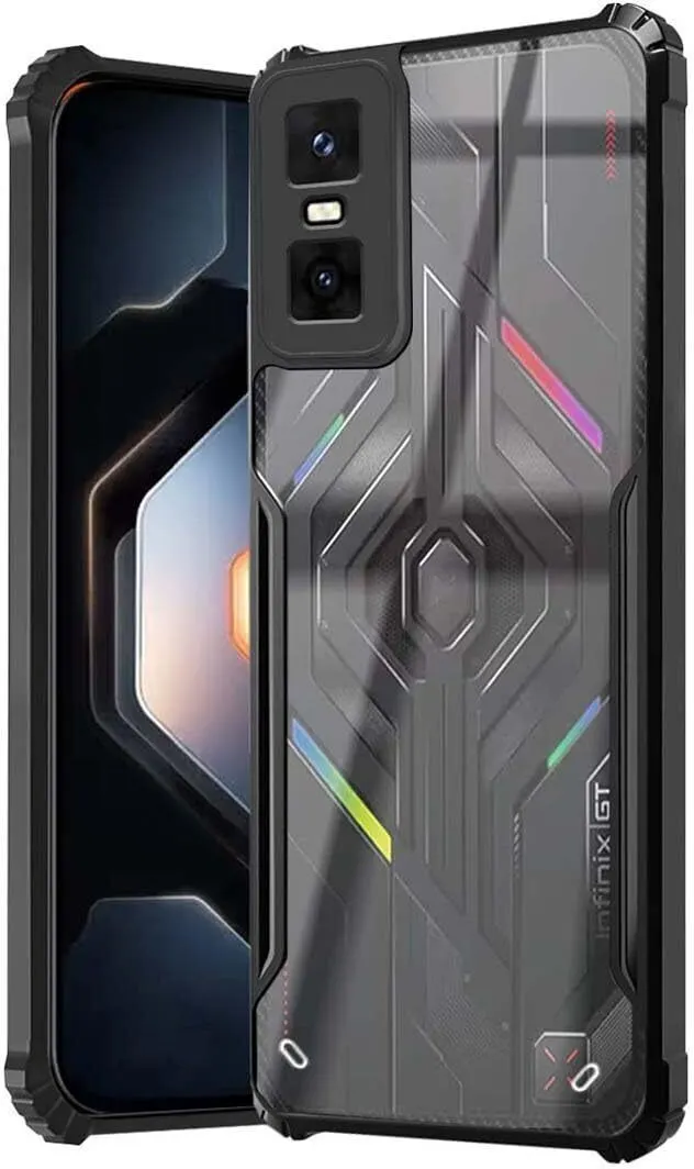Micvir Back Cover for Infinix GT 30 5G+ (Transparent, Black, Shock Proof, Polycarbonate, Pack of: 1)