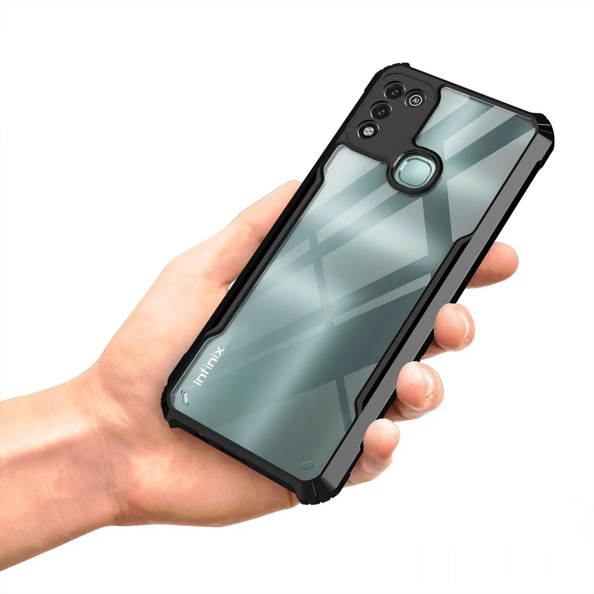 Micvir Back Cover for Infinix Hot 10 Play (Transparent, Black, Shock Proof, Polycarbonate, Pack of: 1) — image 2 of 5