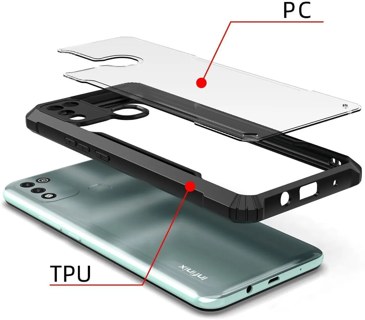 Micvir Back Cover for Infinix Hot 10 Play (Transparent, Black, Shock Proof, Polycarbonate, Pack of: 1) — image 5 of 5
