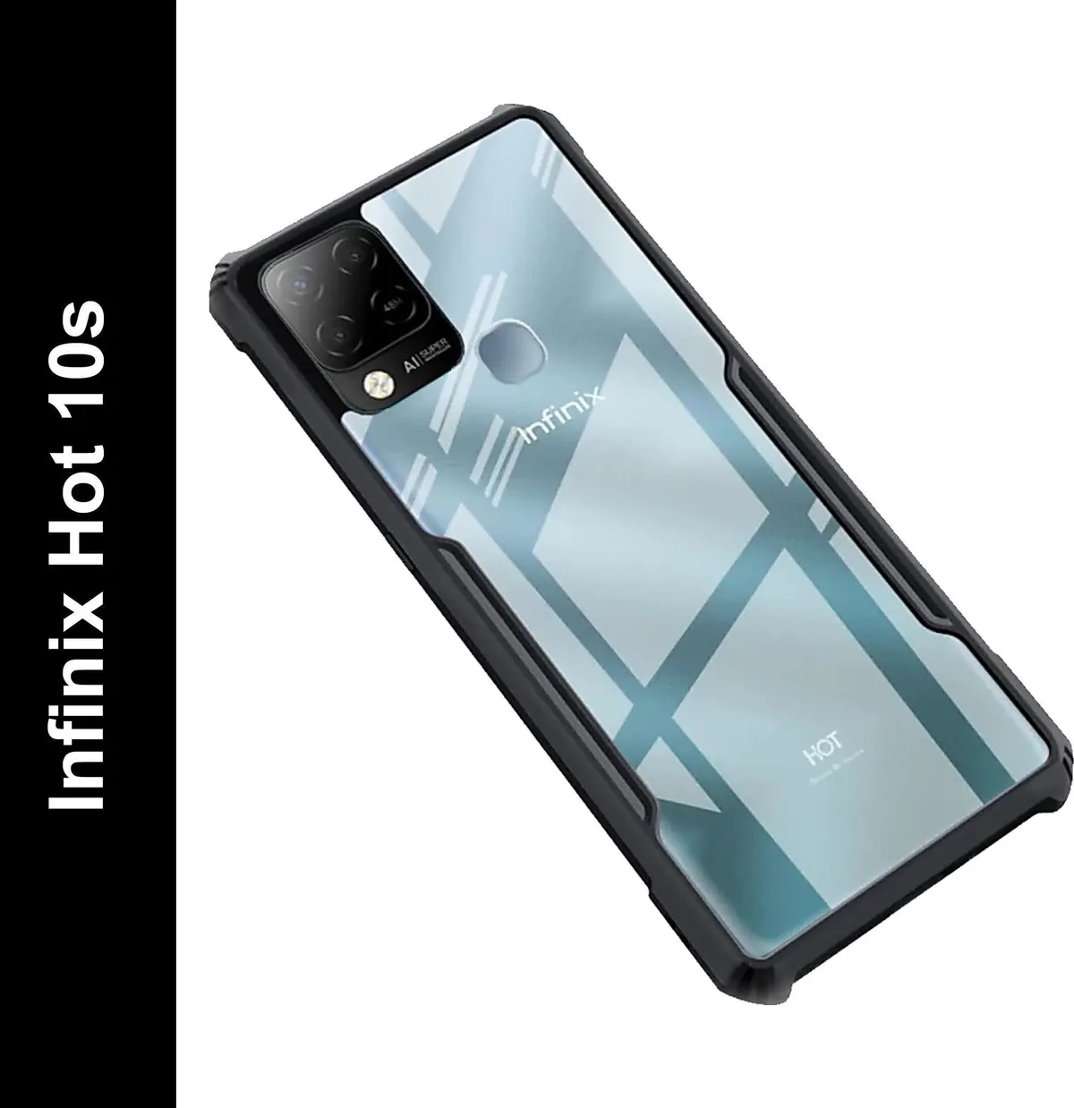 Micvir Back Cover for Infinix Hot 10s (Transparent, Black, Shock Proof, Polycarbonate, Pack of: 1)