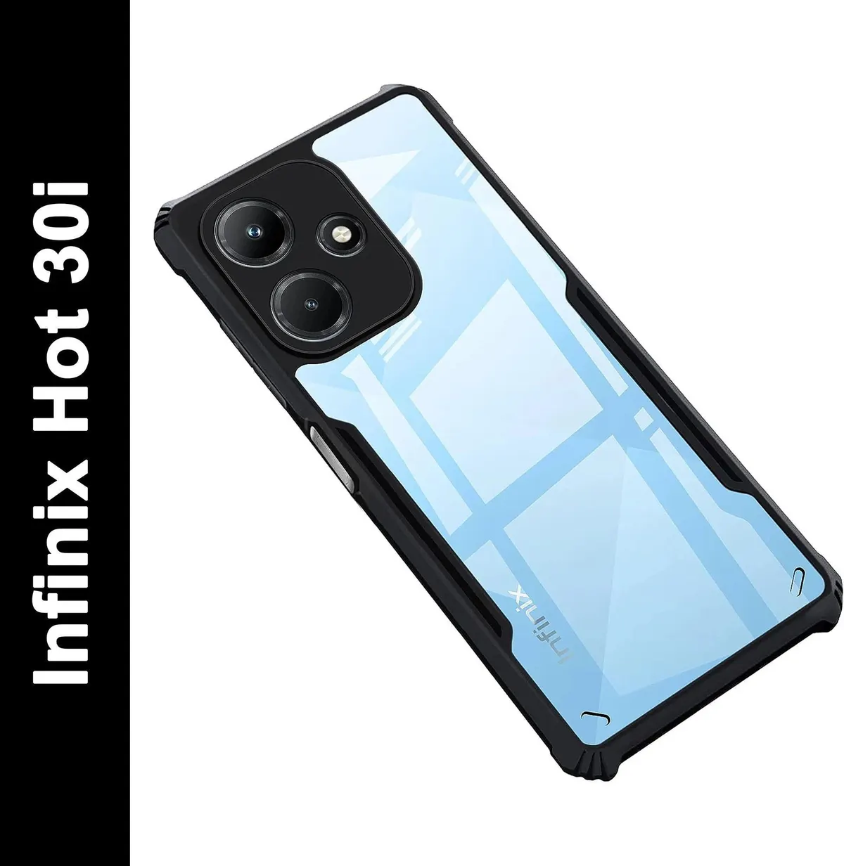 Micvir Back Cover for Infinix Hot 30i (Transparent, Black, Shock Proof, Polycarbonate, Pack of: 1)