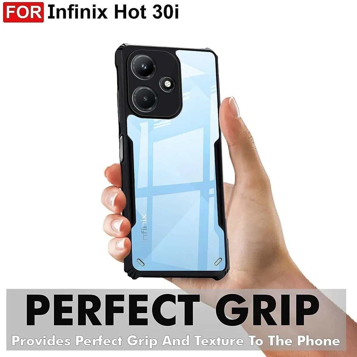 Micvir Back Cover for Infinix Hot 30i (Transparent, Black, Shock Proof, Polycarbonate, Pack of: 1) — image 2 of 5