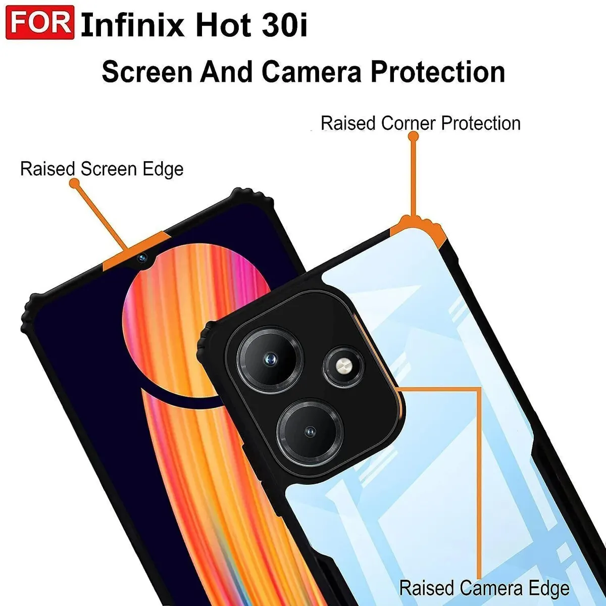 Micvir Back Cover for Infinix Hot 30i (Transparent, Black, Shock Proof, Polycarbonate, Pack of: 1) — image 4 of 5