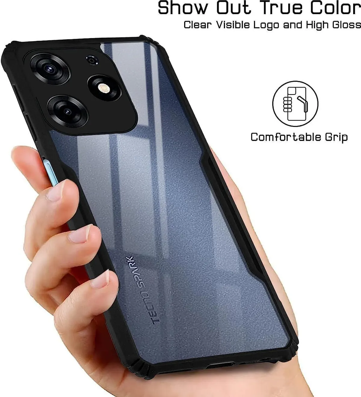 Micvir Back Cover for Infinix Hot 40i (Black, Shock Proof, Polycarbonate, Pack of: 1) — image 3 of 3