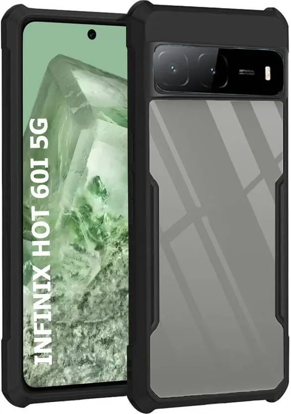 Micvir Back Cover for infinix Hot 60i 5G (Transparent, Black, Shock Proof, Polycarbonate, Pack of: 1)