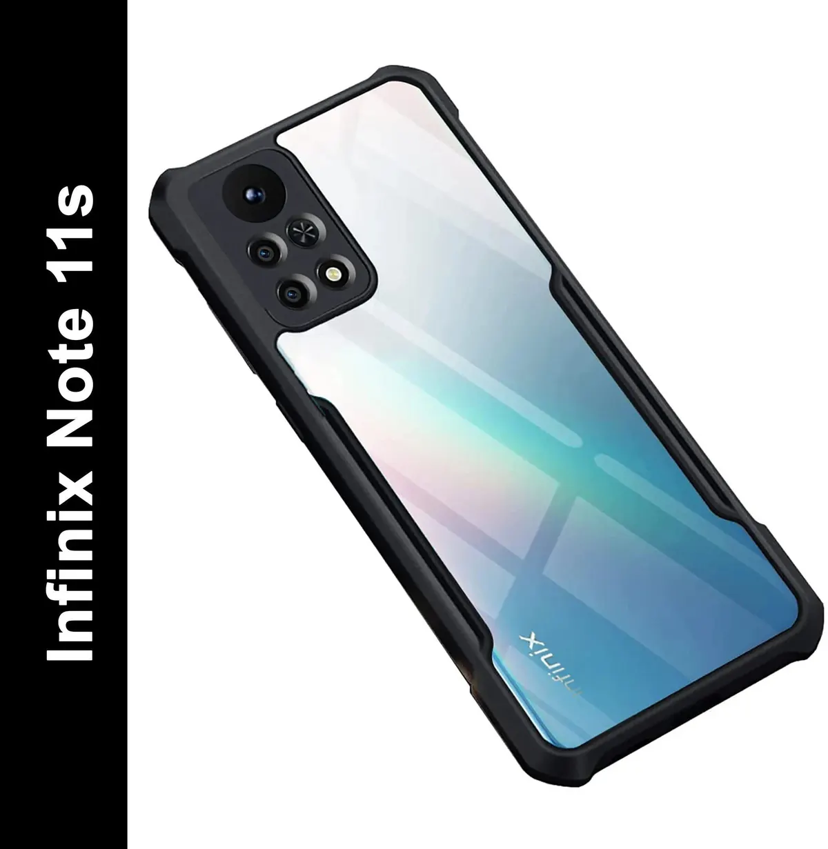 Micvir Back Cover for Infinix Note 11s (Transparent, Black, Shock Proof, Polycarbonate, Pack of: 1)
